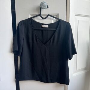 aritzia babaton randy short sleeve blouse - black (2xs)